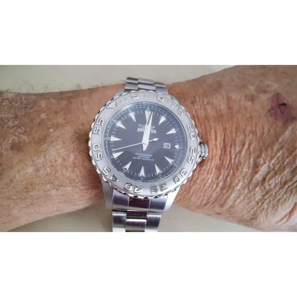 Invicta Pro Diver 12554 Mens Watch Silver Stainless Steel Carbon Fiber Dial 200M